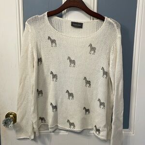 Wooden Ships by Paola Buendia Mini Zebra Cotton Crew Sweater Breaker White/Black